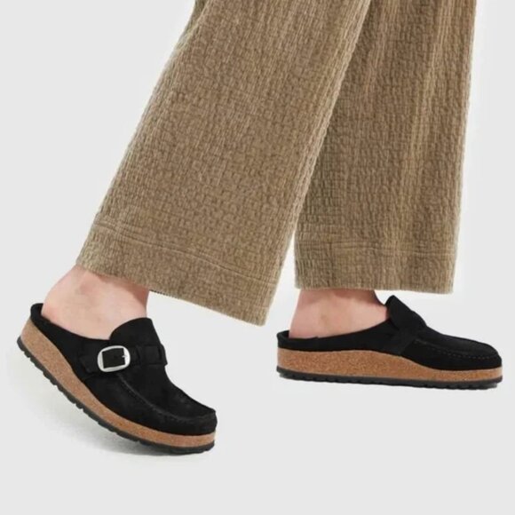 Birkenstock Shoes - Birkenstock Buckley Suede Clog Slip On Suede Leather Black Size EU 42 Boho